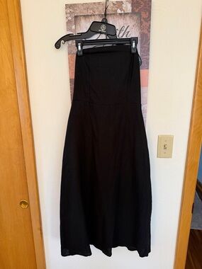 Nicole Miller Black Strapless linen midi Dress